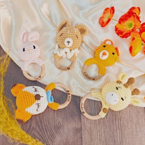 Personalized Baby Rattle - Animal Rattle with Babies Name - Engraved Animal Rattle -Custom Baby Shower Gift - Newborn Gift - Gift for Nephew