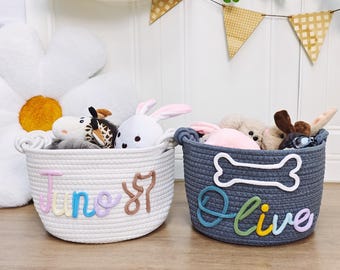 Gepersonaliseerde mand | Opberger voor hondenspeelgoed | Gepersonaliseerde cadeau | Geschenkdoos voor pasgeborenen | Nieuw kattencadeau | Speelgoedmand voor huisdieren | Opbergmand