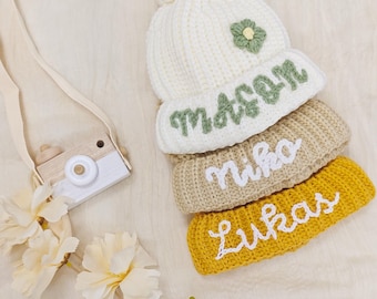 Personalized Winter Hat for Kids, Hand Embroidered Beanie, Winter Hat for Baby, mbroidered Kids Hat, Gifts for Kids, Baby Hat
