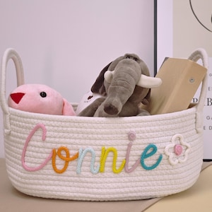 Personalisierter Babykorb / Seil Baumwolle Baby Geschenkkorb / Baby Geschenkkorb / Baby Namen Geschenk / Babyparty Geschenk Spielzeugkorb / Osternest