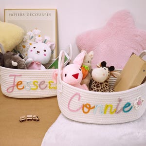 Benutzerdefinierte Name Babykorb, personalisierte Baby Geschenkkorb, Neugeborenen Name Babykorb Geschenk, Seil Baumwolle Babykorb, neues Baby Geschenk
