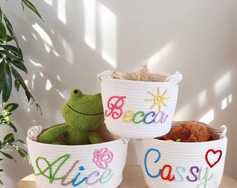 Personalized Baby Gift Basket, Custom Newborn Basket, Baby Shower Gift, Handmade Rope Basket, Name Basket for Baby Shower