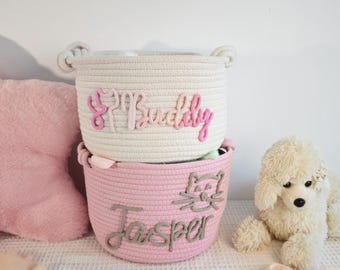 Personalized Dog Toy Basket, Custom Pet Toy Basket, Dog Toy Storage Bins, Custom Pet Gifts Puppy New Box Bin for Pets, Pet Name Toy Basket