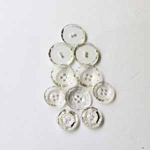 Vintage Glass Buttons Lot 10 Mixed Clear Glass Buttons MB198