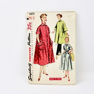 Vintage 50s Simplicity Dressing Gown Robe Pattern No 4471 Original Full Housecoat Size 12 Bust 30
