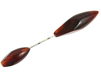 30s Bakelite Hat Pin Root Beer Double Hat Pin Ornament