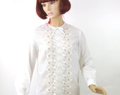 Vintage 60s Mini Day Dress by Vicky Vaughn White Sheer Voile Embroidered Lace Cutwork DeadStock Tea Party Dress Size 11 Bust 38