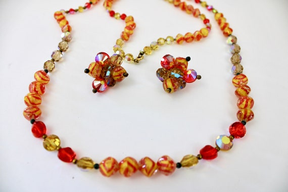 50s Alice Caviness Art Glass Necklace & Earrings … - image 3
