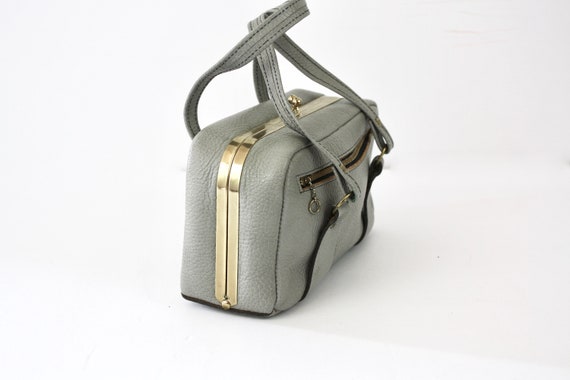 60s Leather Purse Small Gray  Handbag Double Stra… - image 5