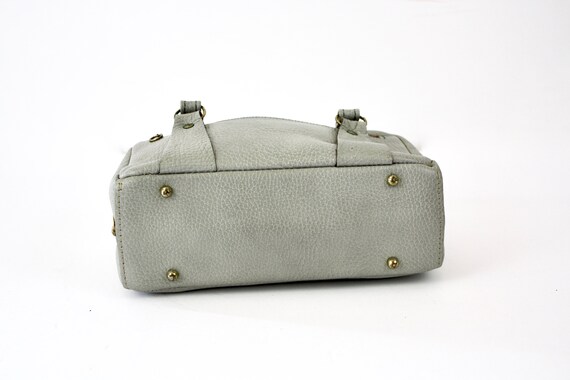 60s Leather Purse Small Gray  Handbag Double Stra… - image 6