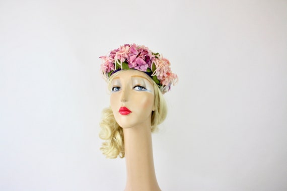 60s Floral Pillbox Hat Vintage 1960 main image 4