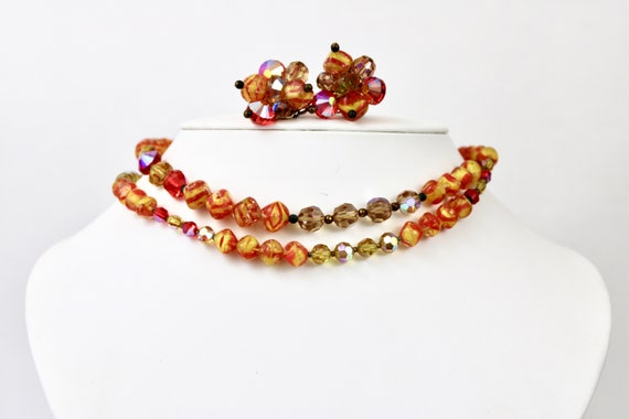 50s Alice Caviness Art Glass Necklace & Earrings … - image 2