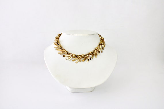 Vintage 60s Choker Gold Bead & Swirl Chain Neckla… - image 3