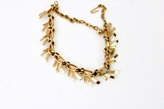 Vintage 60s Choker Gold Bead & Swirl Chain Neckla… - image 8