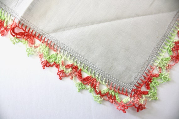 Vintage Floral Handkerchief Square Gray Cotton Li… - image 6