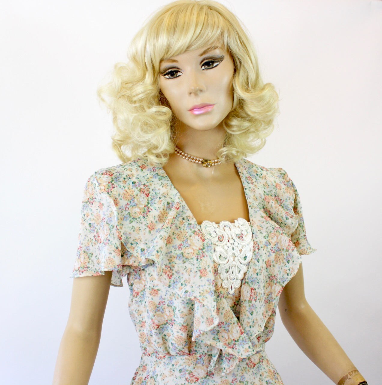 Vintage Floral Dress Scott Mcclintock NOS Chiffon Dress Size Vintage Floral Dress Scott Mcclintock NOS Chiffon Dress Size