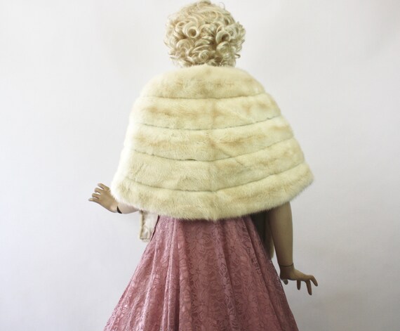 50s Mink Fur Stole White Blonde Fur Wrap Wedding … - image 7