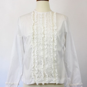 Vintage  Blouse  White  Eyelet Embroidered Flowers  Top Size 14 Bust 34