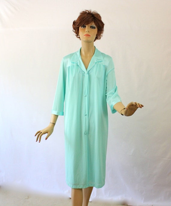Vintage 70s Vanity Fair Short Gown & Robe Silky Green Nylon Etsy