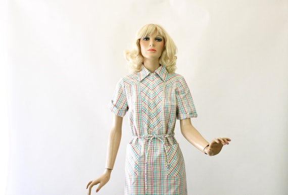 Vintage Day Dress Colorful Plaid  House Dress Siz… - image 4