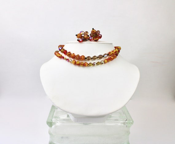50s Alice Caviness Art Glass Necklace & Earrings … - image 4