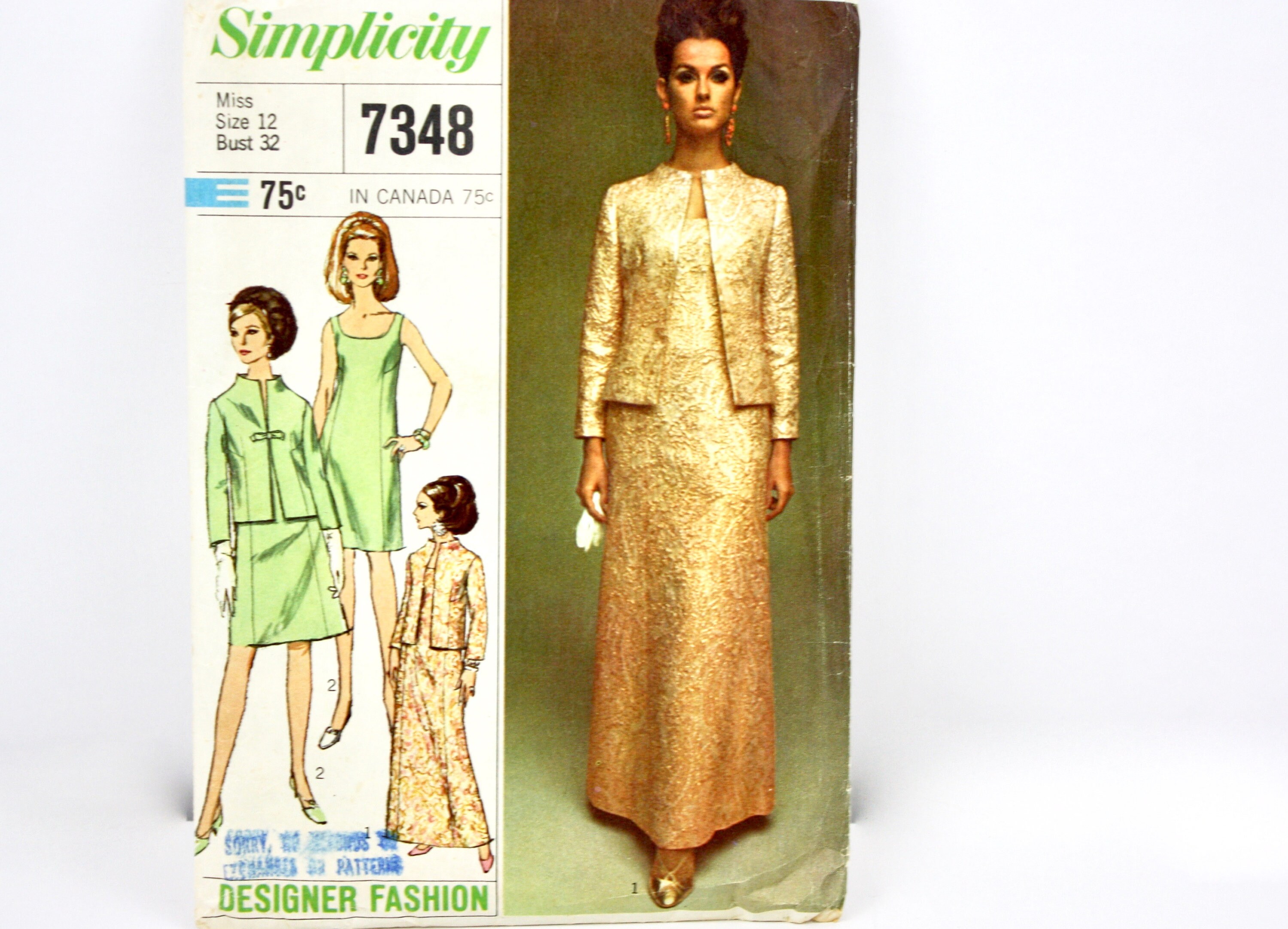 green emerald velvet dress 1960's Simplicity Designer One Piece Midi or Maxi Dress with Jacket