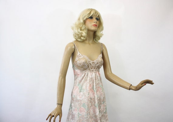 70s BabyDoll Nightgown by Lucie Ann Floral w Shee… - image 4