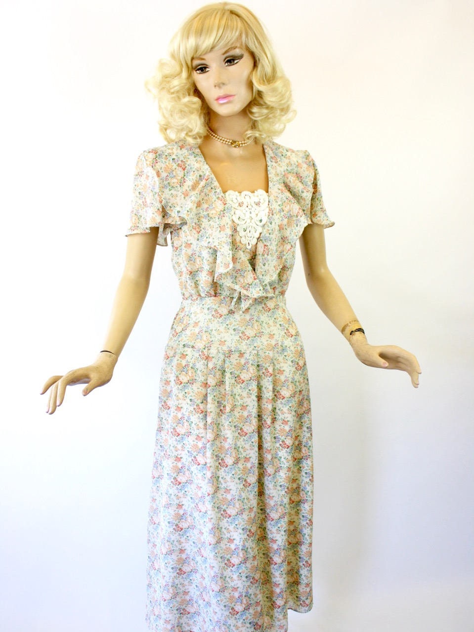 Vintage Floral Dress Scott Mcclintock NOS Chiffon Dress Size Vintage Floral Dress Scott Mcclintock NOS Chiffon Dress Size