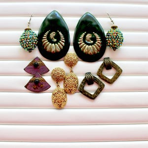 Vintage Unique Earrings Lot 5 Pairs Mixed Pierced Earrings MP4
