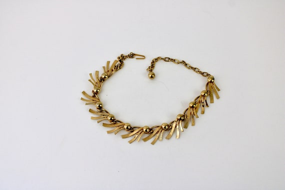 Vintage 60s Choker Gold Bead & Swirl Chain Neckla… - image 6