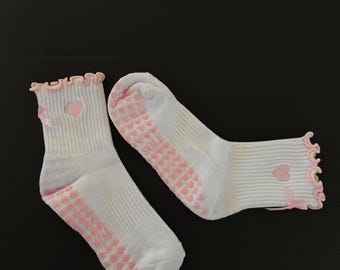 Heart Pilates Grip Socks | Non-Slip Barre Socks | Cute Studio Workout Socks |