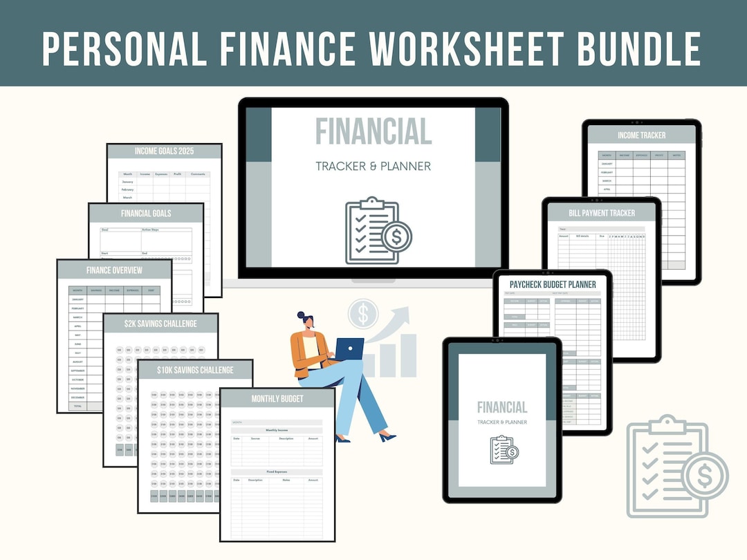 Personal Finance Worksheet Bundle Editable and Printable Canva