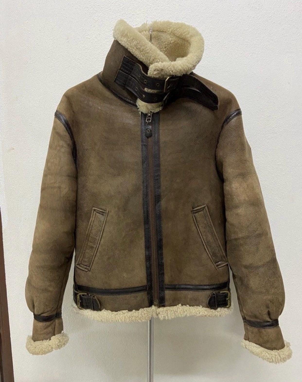 AVIREX B-6ビンテージシープスキンムートンジャケット AVIREX Type B-6 Flight Jacket Sheepskin Mouton Leather Brown Size