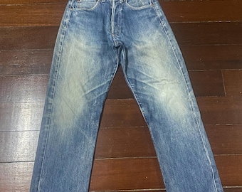 Vintage Studio D'artisan Selvedge Denim z zapięciem na klamrę i wyblakłym wykończeniem