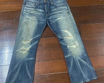 Vintage Edwin 503 Blue Trip Flare Jeans - Y2K Boot Cut Denim W31