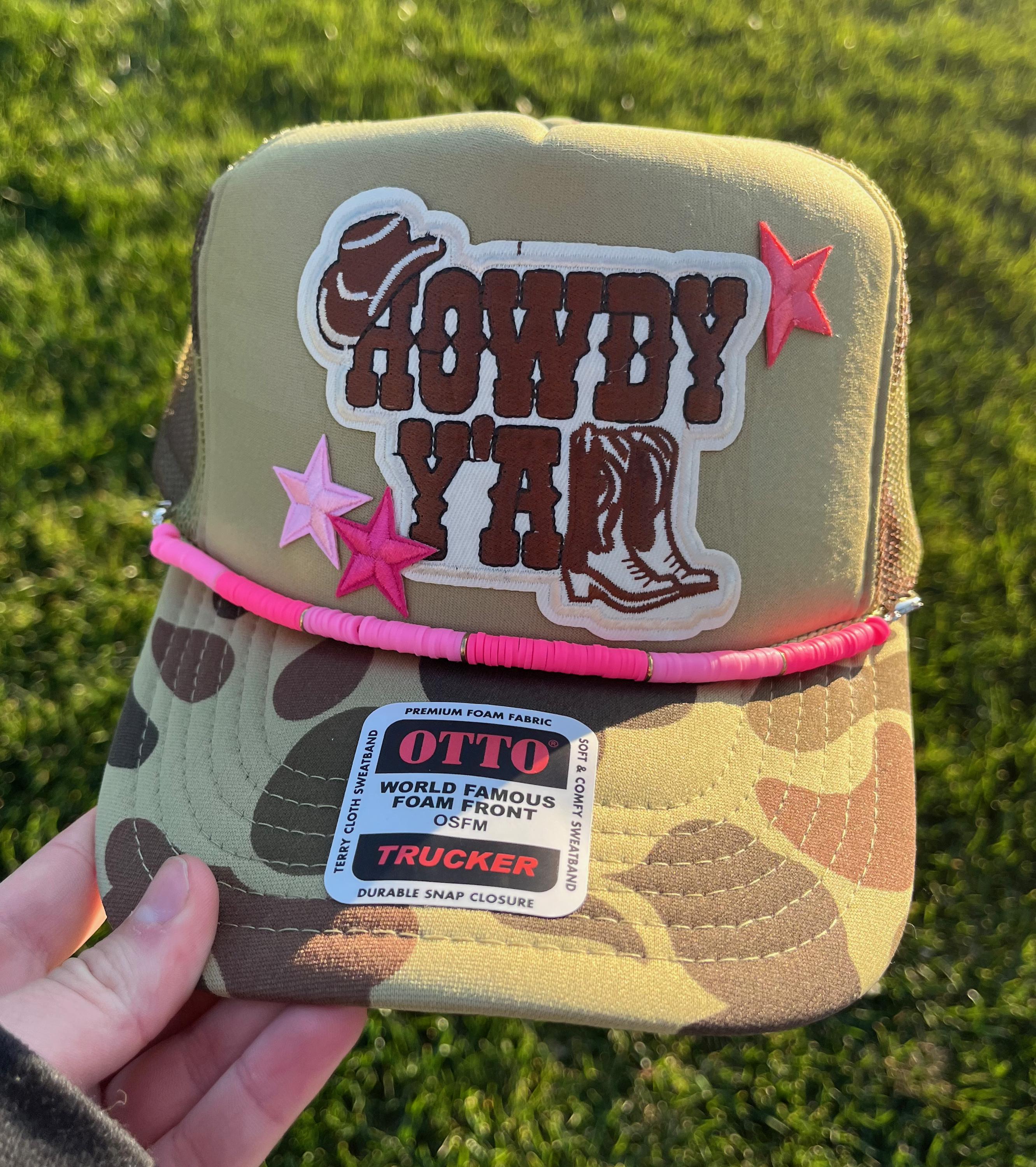 Camouflage and Pink Embellished Trucker Hat Pink Lace Bow Two Toned Camo Trucker – Southern Bliss Company main image 2