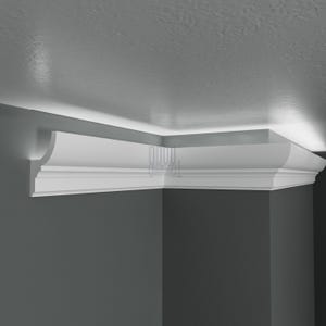 Coving Molding Black, Grey, Chrome White Durable Ceiling Cornice Mouldings, Wall Accent Trim Decor Each is W7&#39;/240cm (Led Not Included)