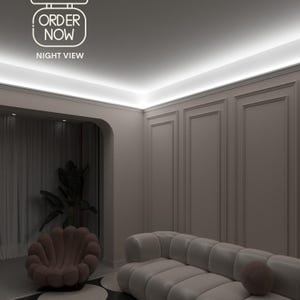 LED Crown Molding, Polymer Ceiling Cornice, Accent Wall Trim (w7'/240cm ...