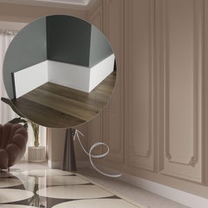 Baseboard Molding 3.94&#39;&#39; (10cm) White Polimer Floor Moulding, Black Skirting Board, Grey Trim Wall Accent Decor Batten Each is W7&#39; /240cm