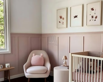 Wainscoting Kit, Half Wall Molding Set, Paintable White DIY Panel Moulding,  Board and Batten for Nursery Baby Room Hallway 3D Accent Design