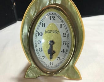 Vintage 1930s Art Deco Lux Good Luck Horseshoe Chrome Mechanical