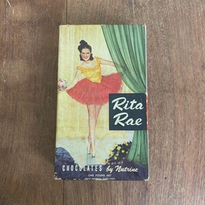 Rita Rae 1930s Chocolate Candy Box Empty Advertising Nutrine Candy Co Chicago IL