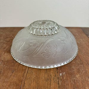 Vintage 1940s 1930s Glass Ceiling Light Cover Fixture Clear Frosted Floral