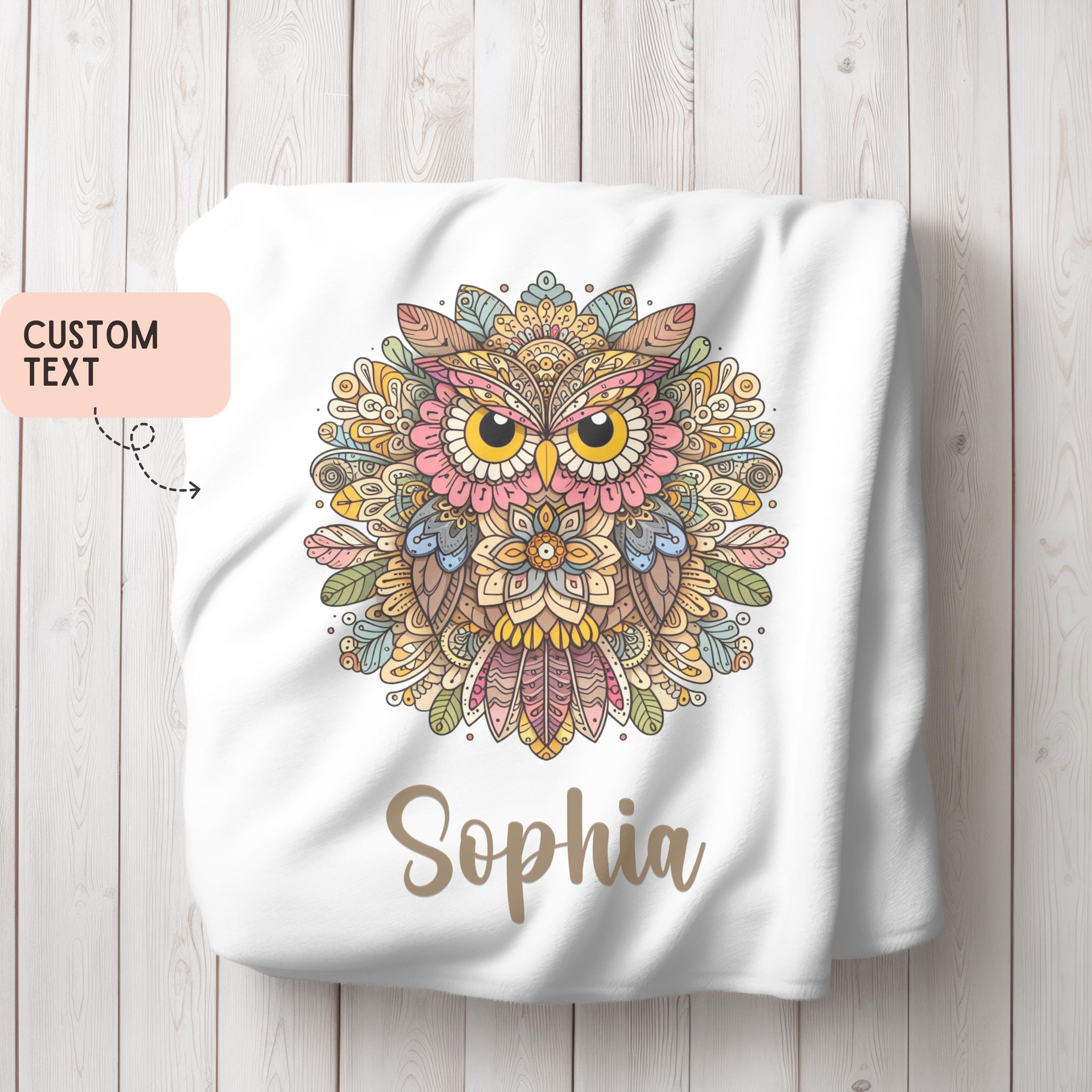 Personalized Owl Name Throw girl birthday gift cute owl gift for owl lover custom throw baby kids bl
