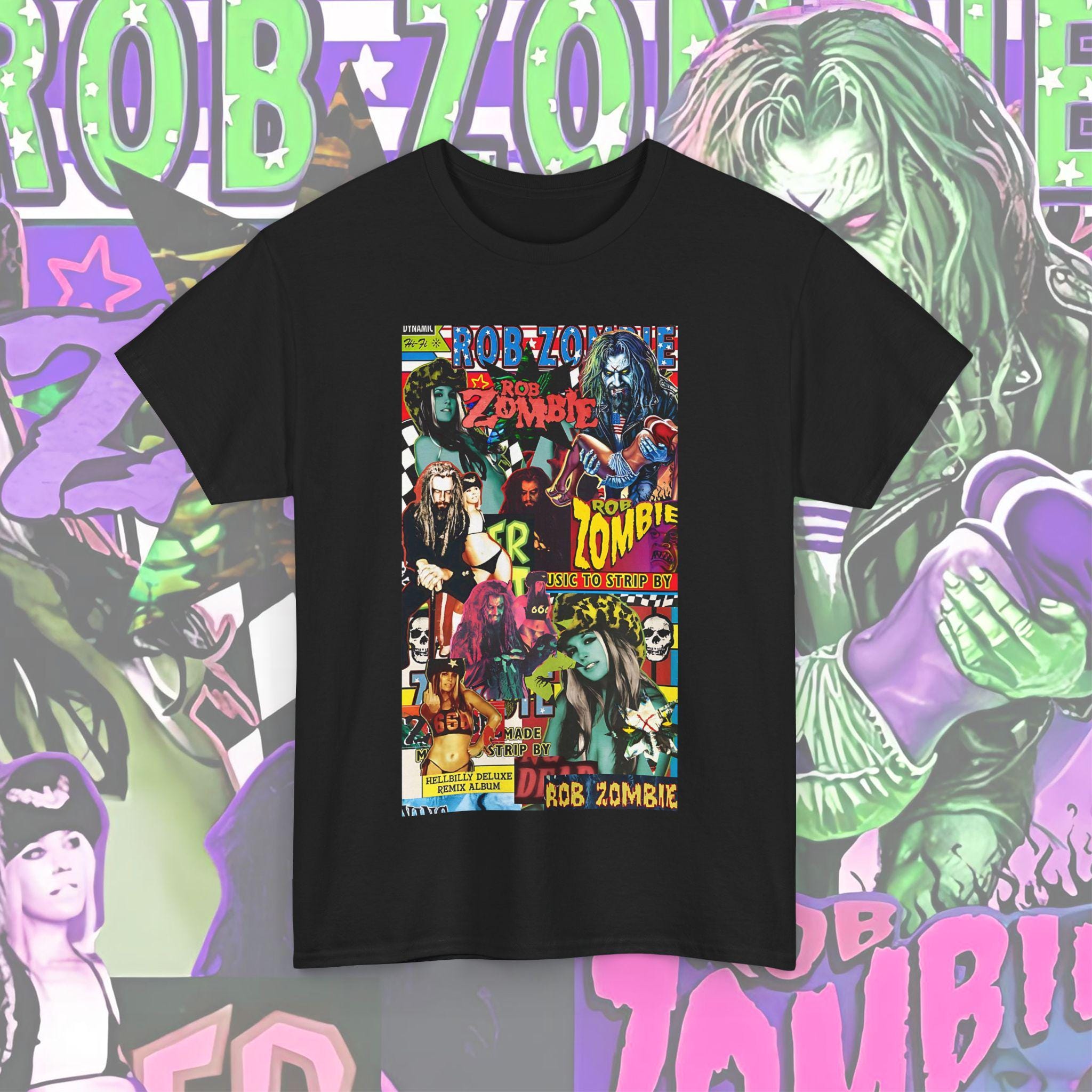 Rob Zombie Graphic T-shirt, Unisex Heavy Cotton Tee, Perfect for Concerts, Halloween, Music Lovers, Gift for Fans, Casual Wear