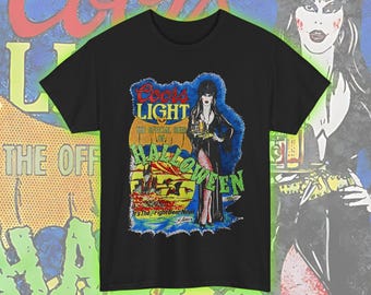 Elvira T-Shirt, Coors Light Halloween Tee, Unisex Shirt, Heavy Cotton Top, Horror Movie Fan Gift