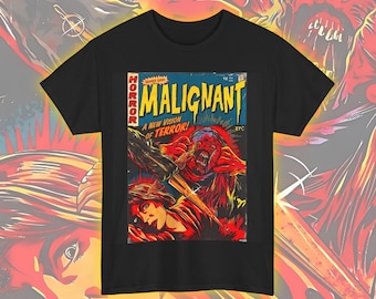 Malignant Horror Comic T-shirt, Scary Film Tee, Creepy Cinema Shirt, Halloween Graphic Top, Spooky Apparel