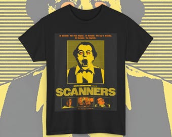 Scanners T-shirt - Retro Sci-fi Horror Tee, Graphic Novel Shirt, Nostalgic Movie Fan Top, Vintage Space Theme Apparel, Geeky Sci-fi Clothing