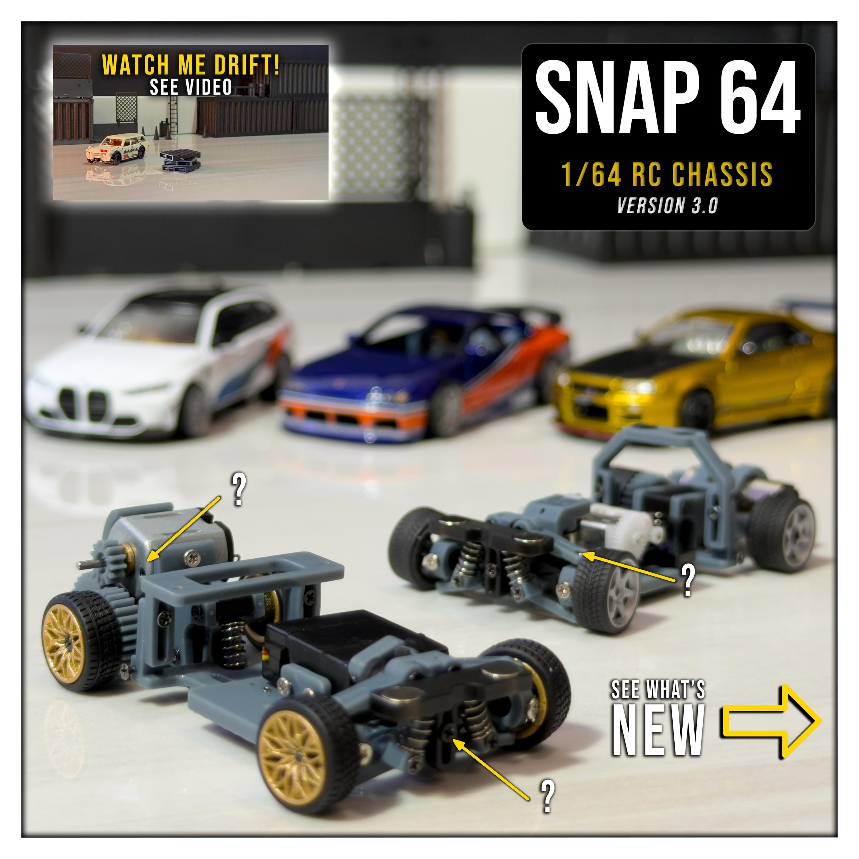 SNAP64 V3.0 - 1/64 RC Drift & Grip Chassis (hot Wheels) - Etsy