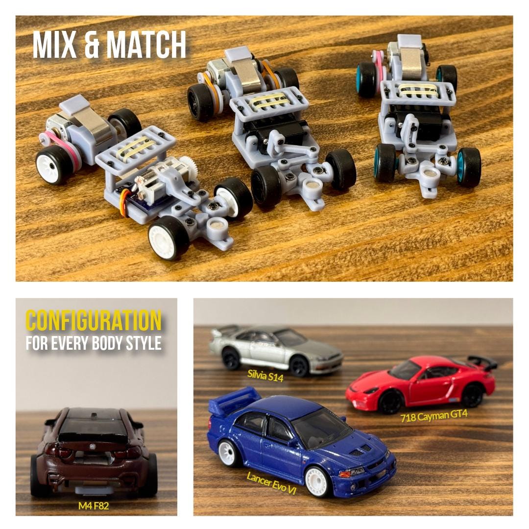SNAP64 V2.0 - 1/64 RC Drift & Grip Chassis STL Files (works W/ Hot